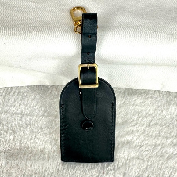 Louis Vuitton black custom leather luggage name tag bag charm with Kusam… - Picture 2 of 4